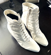 Victorian Style Amanda Smith Women's Off White Leather Boots Size 6.5