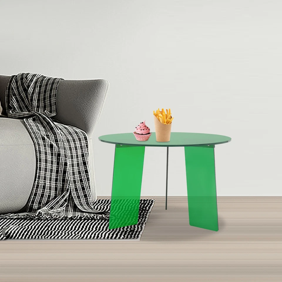 40cm Modern Round Side Table Acrylic Coffee Table 20kg/44.09 lbs Load - Image 3 of 4