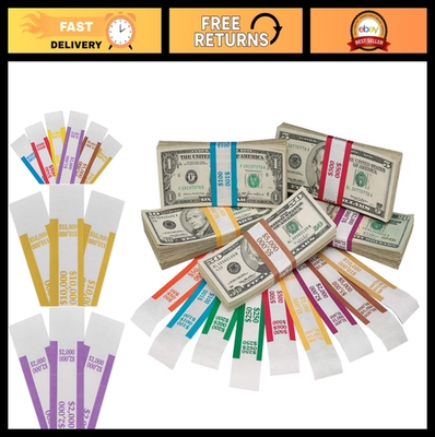 #ad Assorted Money Bands 1000 Self Sealing Bill Straps Color Coded by Denominatio $112.99
