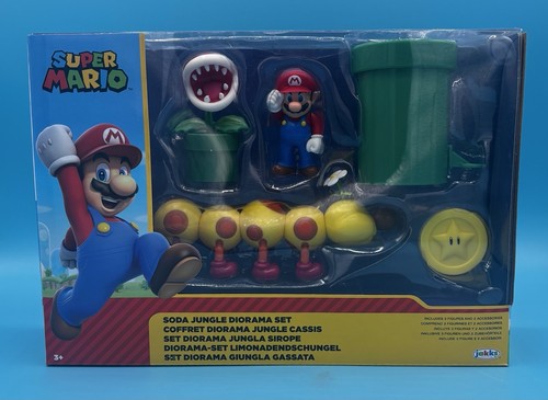 Super Mario Soda Jungle Diorama Set Wiggler StarCoin Piranha Plant 2 Accessories