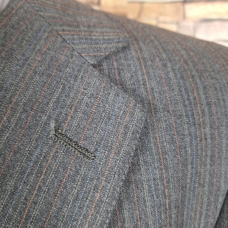 Cricketeer 2 Piece Suit Mens 42L 36X32 Gray Multicolor Stripe Vintage - Image 3 of 4