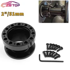Black 2IN/51mm Universal Aluminum Spacer For Steering Wheel Hub Adapter Boss Kit