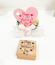 Happy Valentine  S Day Wooden Rubber Stamp 2" with 20Pcs Heart Gift Tag and 10M C