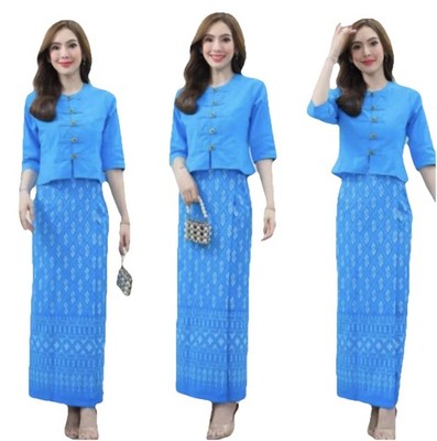 Thai dress Traditional Style Out fit  Hand Made Thai Tight Fitting Dresss
