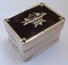 BEAUTIFUL CLEAN DECORATIVE ANTIQUE 1907 STERLING SILVER & TORTOISESHELL RING BOX