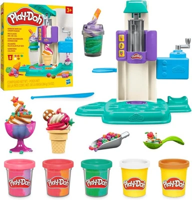 Play-Doh Regenbogen Eismaschine 2×56g 3×56g Zubehör Kinder Ab3J Kreativset