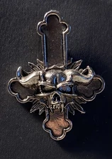 RARE Original Vintage Danzig Skull / Lucifuge Cross Metal Pin Misfits Samhain
