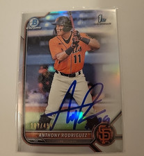Anthony Rodriguez Signed 2022 Bowman Refractor Baseball Card SF Giants /499