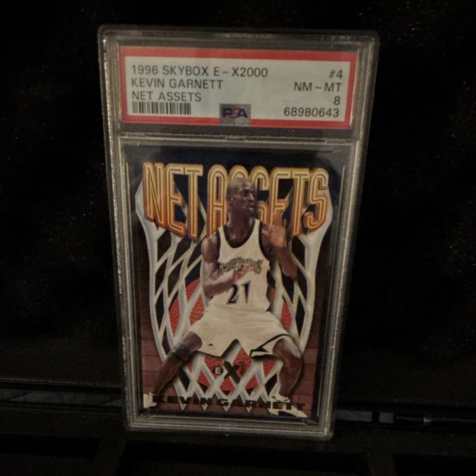 SkyBox – 1996-97 E-X2000 Net Assets Kevin Garnett #4 Insert | PSA 8 Timberwolves