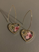 Pressed Flower Floral Heart Earrings