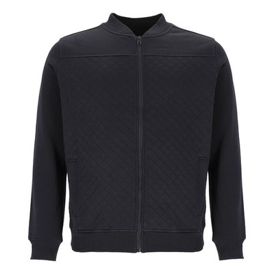 Crossfield Herren Sweatjacke mit Collegekragen - Unifarbene Freizeit-Jacke