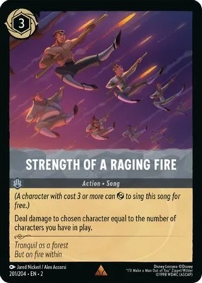 1x Strength of a Raging Fire - 201/204 - Rare - Cold Foil Light Play Disney Lorc