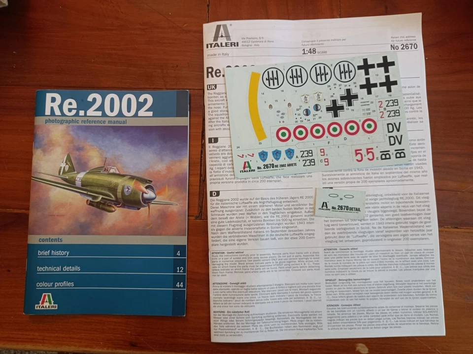 Italer Reggiane re 2002 1/48 Regia Aeronautica Luftwaffe Sealed Sigillato + Book - Immagine 4 di 4