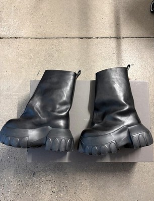 Rick Owens Unisex Plateau-Stiefeletten Leder schwarz Schlupf Chunky Sohle EU 38