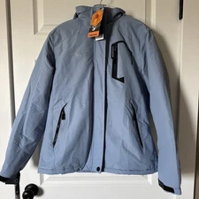 MOERDENG Women Blue Waterproof Hooded Lined Ski Jacket Winter Snow Coat Size M