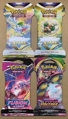 Pokemon TCG 4x Schwert & Schild Sleeved Booster Pack Englisch Neu & Sealed