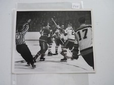 1962 NHL HOCKEY ORIGINAL PHOTO BOSTON BOB LEITER VS MONTREAL CLAUDE PROVOST