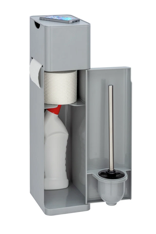 WENKO 6 in 1 Stand WC Garnitur Toiletten Bürsten Rollen Halter 2 Fächer Ablage - Bild 2 von 4