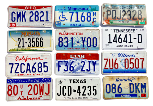 Pack of 12 Craft Condition License Plates from 12 States for Art Projects - Picture 1 of 1