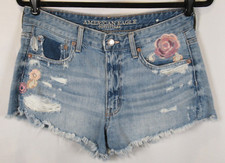 AE American Eagle Womens Shorts Distressed Medium Wash Size 6 Hi Rise Festival