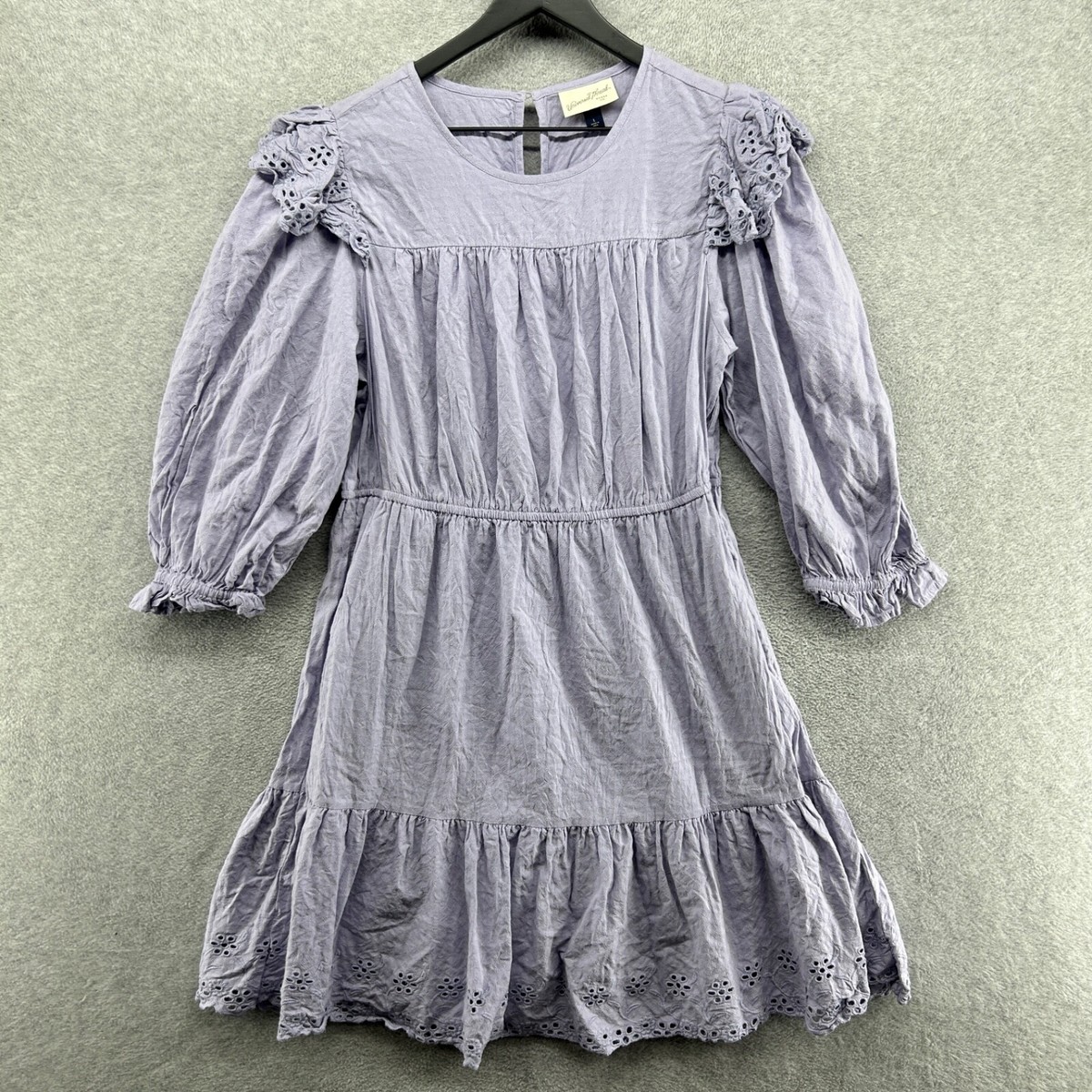 Universal Thread Prairie Dress Womens Large Purple Long Sleeve Knee Length