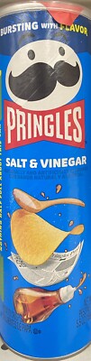 Pringles SALT & VINEGAR Flavored Potato Chips Crisps  5.5 oz Can NEW SEALED