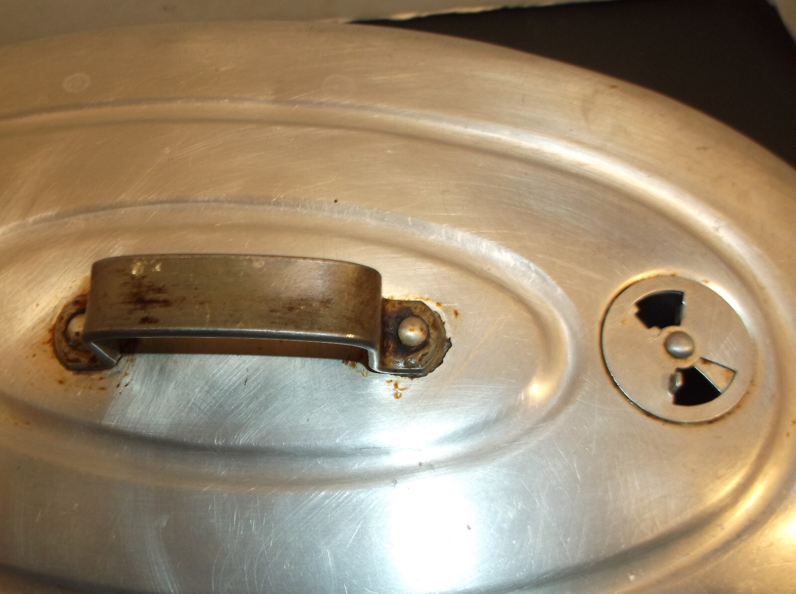 VINTAGE MIRRO ALUMINUM ROASTING PAN  W/Vented Lid & Trivet  Oval 15"