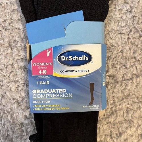 NEW WOMENS SZ 4-10 DR. SCHOLL'S COMPRESSION KNEE HIGH SOCKS BLACK 1 Pair - Picture 3 of 6