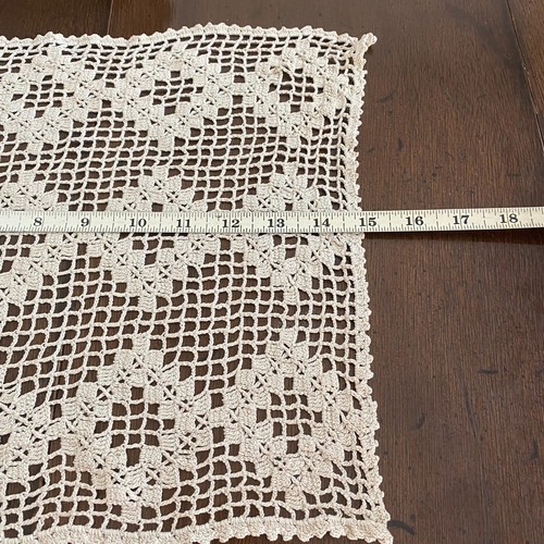 Vintage Beige Rectangle Diamond Crochet Lace Doily Decorative Placemat 15 X 12" - Picture 6 of 7