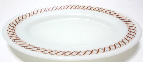 Vintage Pyrex Glass Tableware by Corning Serving Platter Regency S Scroll 9 1/2"