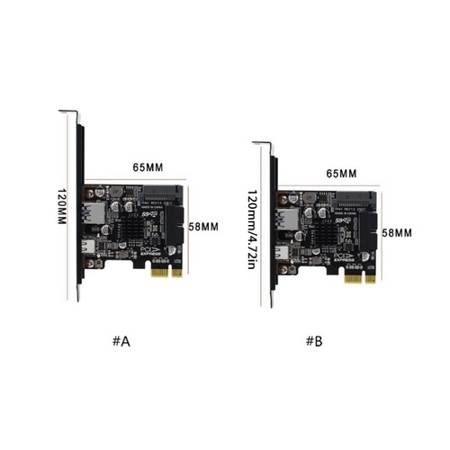 2-Port PCI-E X1 Riser Card PCIe to USB3.0 A Type C Adapter Riser Add-on Cards - Zdjęcie 8 z 16