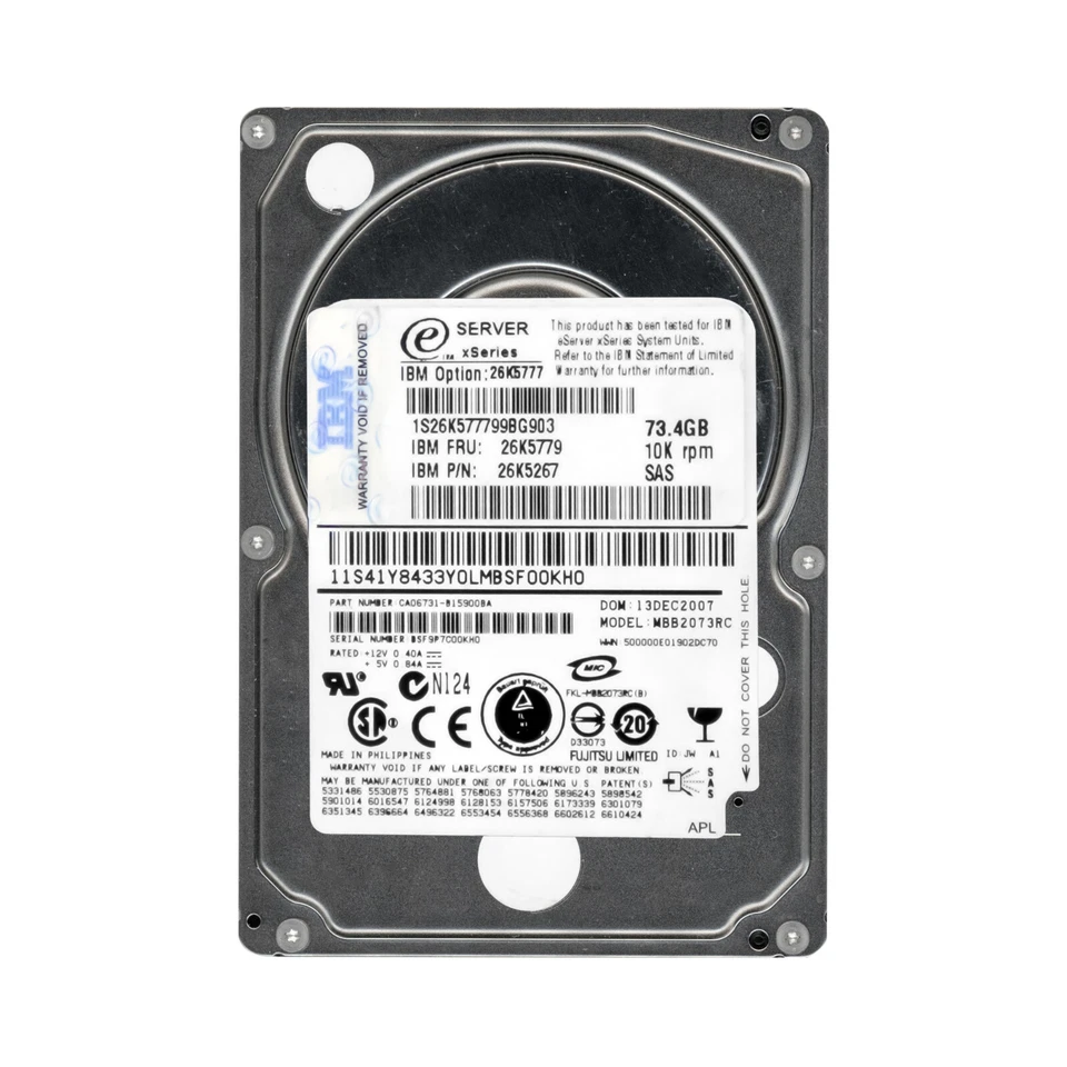 Hard Drive IBM 26K5779 26K5267 MBB2073RC 73GB 10K 16MB SAS 2.5'' - Image 3 of 3