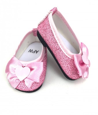 Doll Clothes 18'' Shoes Ballet Sparkle Pink Heart  Fits American Girl Dolls