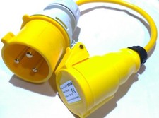 110v 32 amp plug adapter to 110v 16 amp socket fly lead coupler inline industria