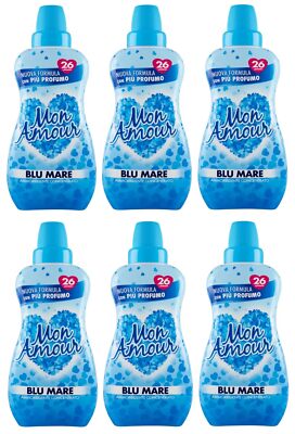 6x Felce Azzurra Mon Amour Blu Mare Ammorbidente Concentrato 650ml