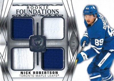NICK ROBERTSON 2020-21 UD CUP ROOKIE FOUNDATIONS PATCH #18/99 MAPLE LEAFS
