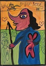 Jaber « Bonheur « Sur Carton Papier Canson 42,5. Sur  29,5