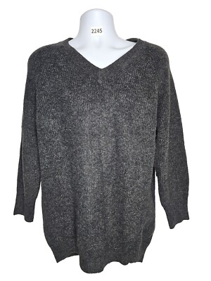 UNIQLO Sweater Adult Small Black Gray Cable Knit Pullover Long