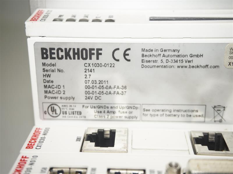Beckhoff CX1030-0122 + CX1030-N010 + CX1030-N000 + CX1100-0 PLC
