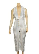 Urban Outfitters Jumpsuit M Casual Striped Button Pocket Cotton Romper NEW 15972