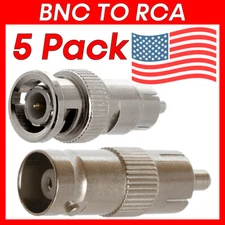 5 Pcs BNC to RCA Adapter Coax Cable Converter BNC Adapter CCTV Camera Connector