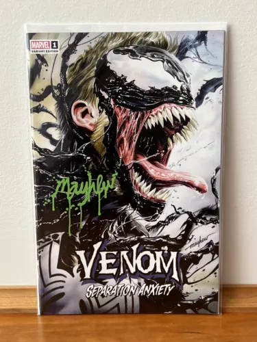 Venom Separation Anxiety #1 - Mike Mayhew Trade NM - Massacre Drip Signed w/ COA