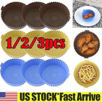 1/2/3pcs Silicone Air Fryer Tray Basket Liners Non-Stick Safe Oven Baking Tray