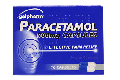 Galpharm Paracetaml 500mg Kapseln Kopfschmerzen/Migräne/Erkältungsgrippe/Schmerzlinderung - 16er