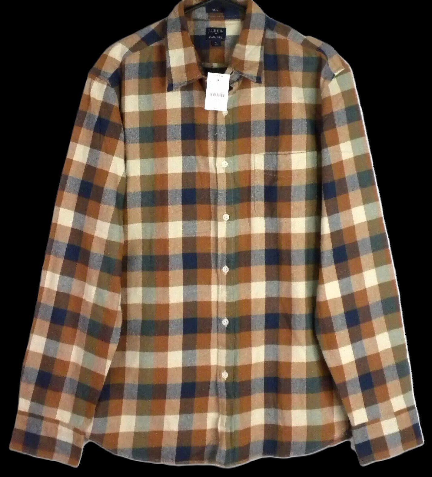 J. CREW Men's Brown Multi-Color Plaid Flannel Shirt Size L | eBay
