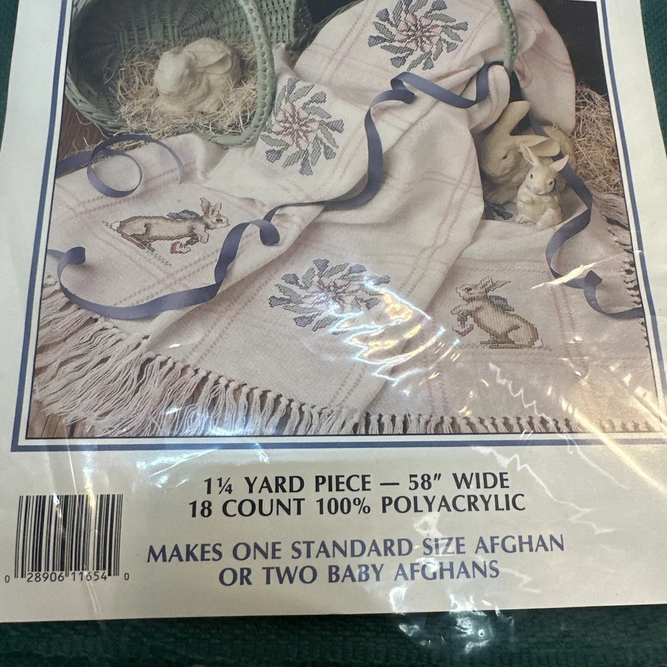 Leisure Arts ANNE CLOTH 45"x58” Wide 18Ct Afghan Polyacrylic Green Fabric-1 1/4” - Image 2 of 4