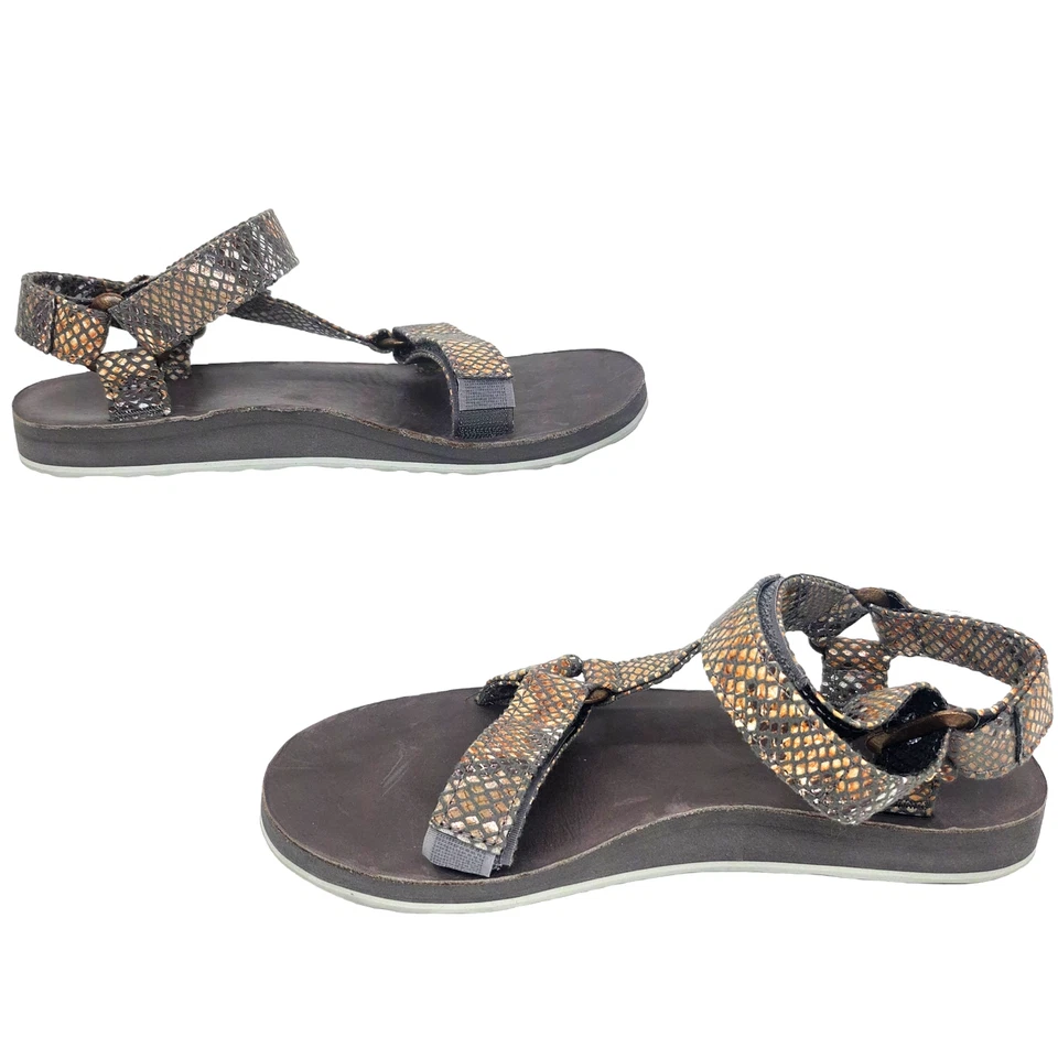 Sandálias femininas TEVA 6 Torre Eiffel cobra cinza bronzeado esporte caminhada conforto esporte - Imagem 2 de 4