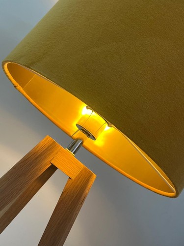 Lampshade Mustard Yellow Velvet Brushed Gold Drum Light Shade - Picture 20 of 21