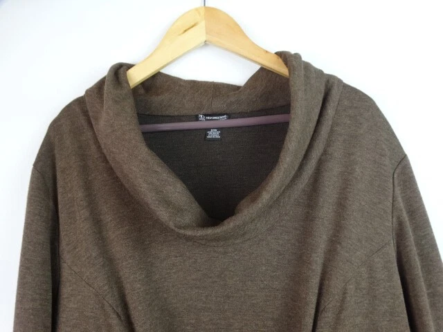 Vestido para mujer New Directions talla grande 24W marrón capucha cuello manga larga Foto 2 de 4