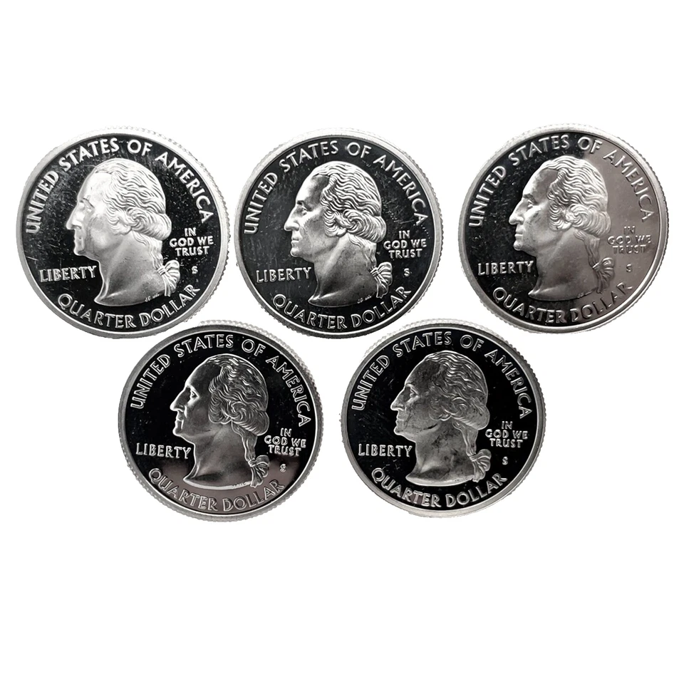2003 S 5 Coin Year Set 50 States US Quarter 25c Gem Deep Cameo Proof 90% Silver - Image 2 of 4